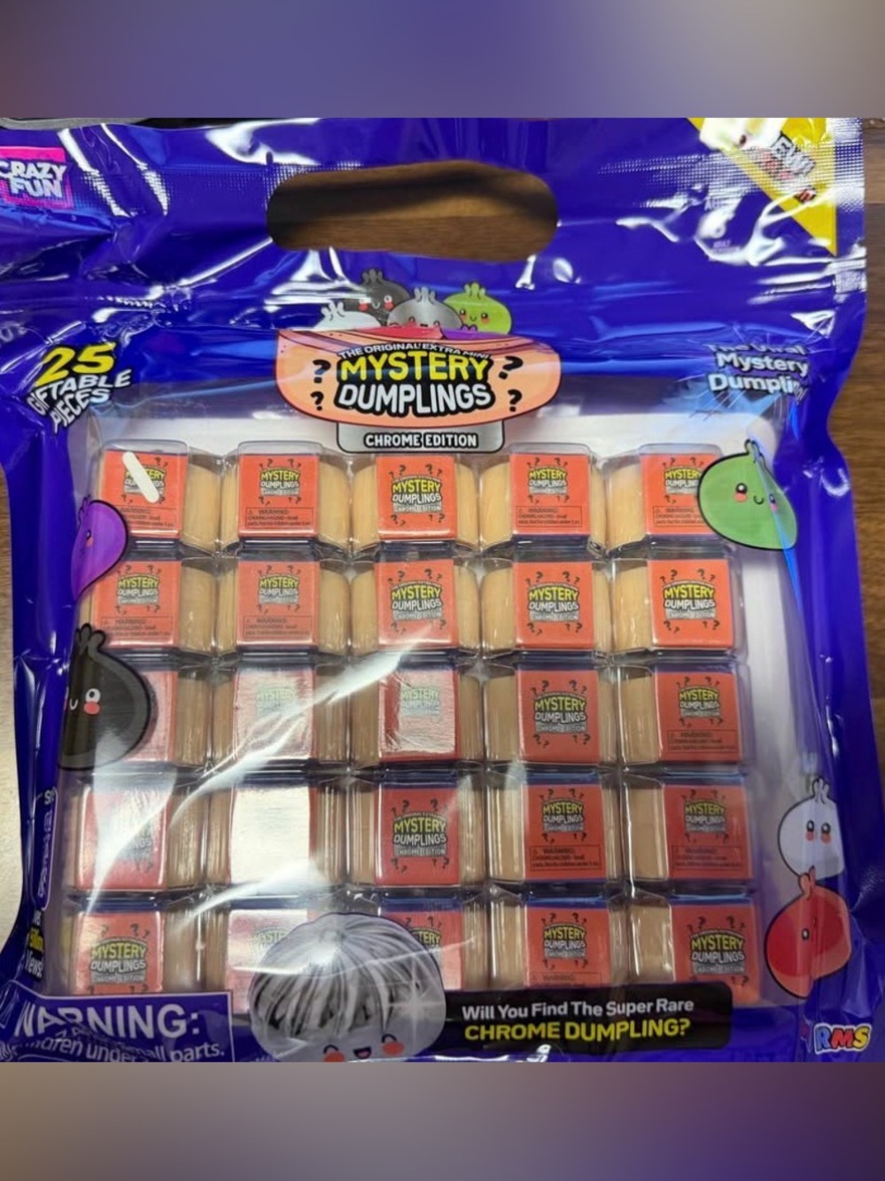 RMS Crazy Fun Mystery Dumplings Chrome Set of 25 Mini Bao Bun Squishy Pack